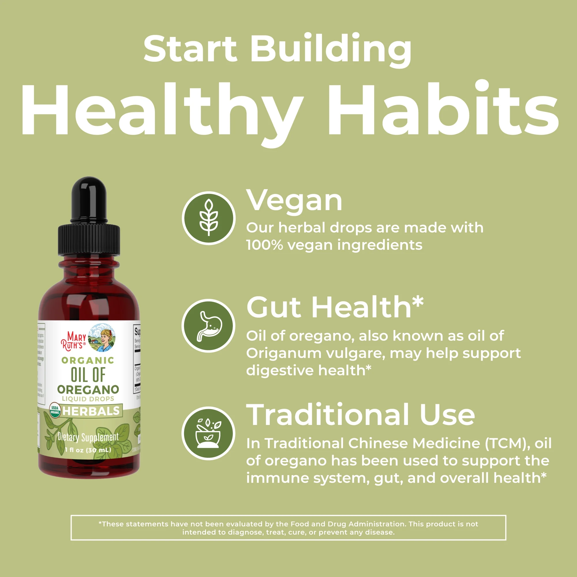 MaryRuth's | USDA Organic Oil of Oregano Liquid Drops | Herbal Blend for Digestive Health & Immune Support | Vegan, Non-GMO | 1 fl oz / 30ml