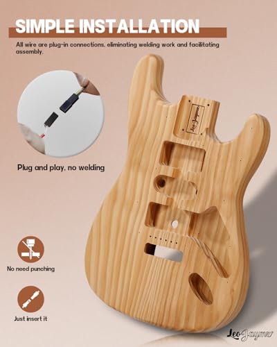 Leo Jaymz DIY Single Cut Electric Guitar Kits with Mahogany Body and Neck - Rosewood Fingerboard and All Components Included (LP Hollow)