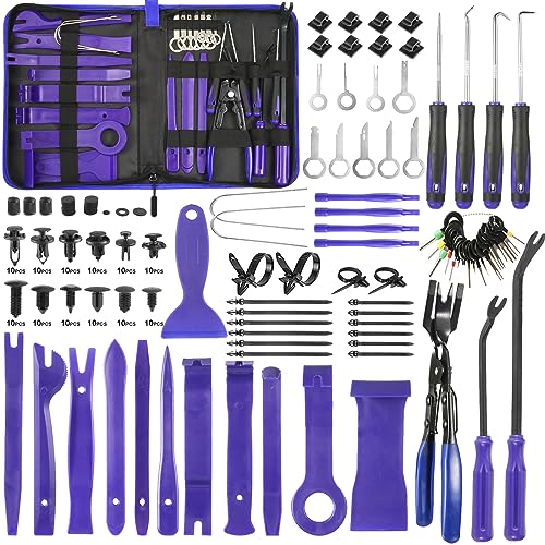 342Pcs Trim Removal Tool Kit, Car Panel Door Audio Radio Stereo Removal Tools, Auto Push Pin Bumper Retainer Clip Set/Fastener Terminal Remover Tool/Car Upholstery Repair Pry Kit Auto Clip Plier