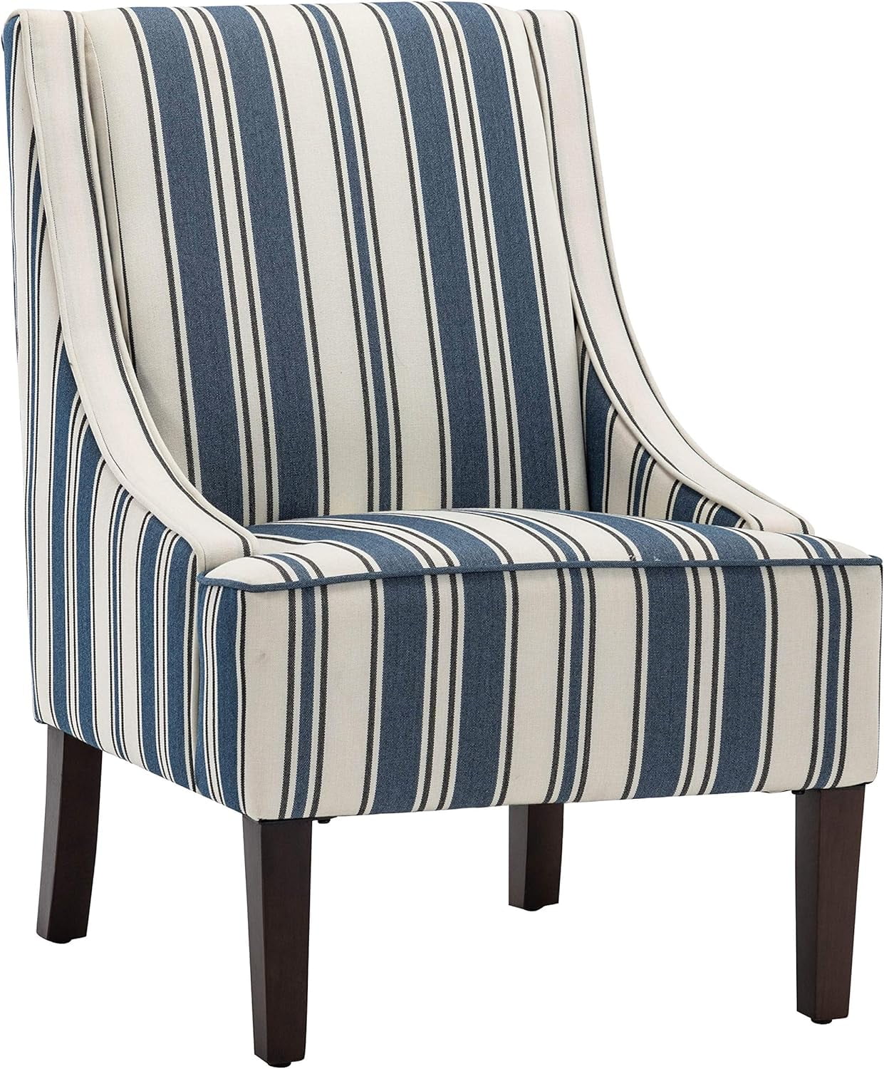 Swoop Arm Fabric Accent Chair, Navy Double Stripe