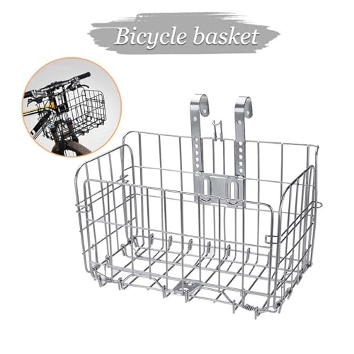 Bike Basket Foldable Bike Basket Metal Adjustable Bicycle Front Rear Wire Storage Hanging Cargo Rack Bike Basket Cycling Accessories