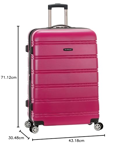 Rockland Melbourne Hardside Expandable Luggage with Spinner Wheels, Blue, Checked Large 28