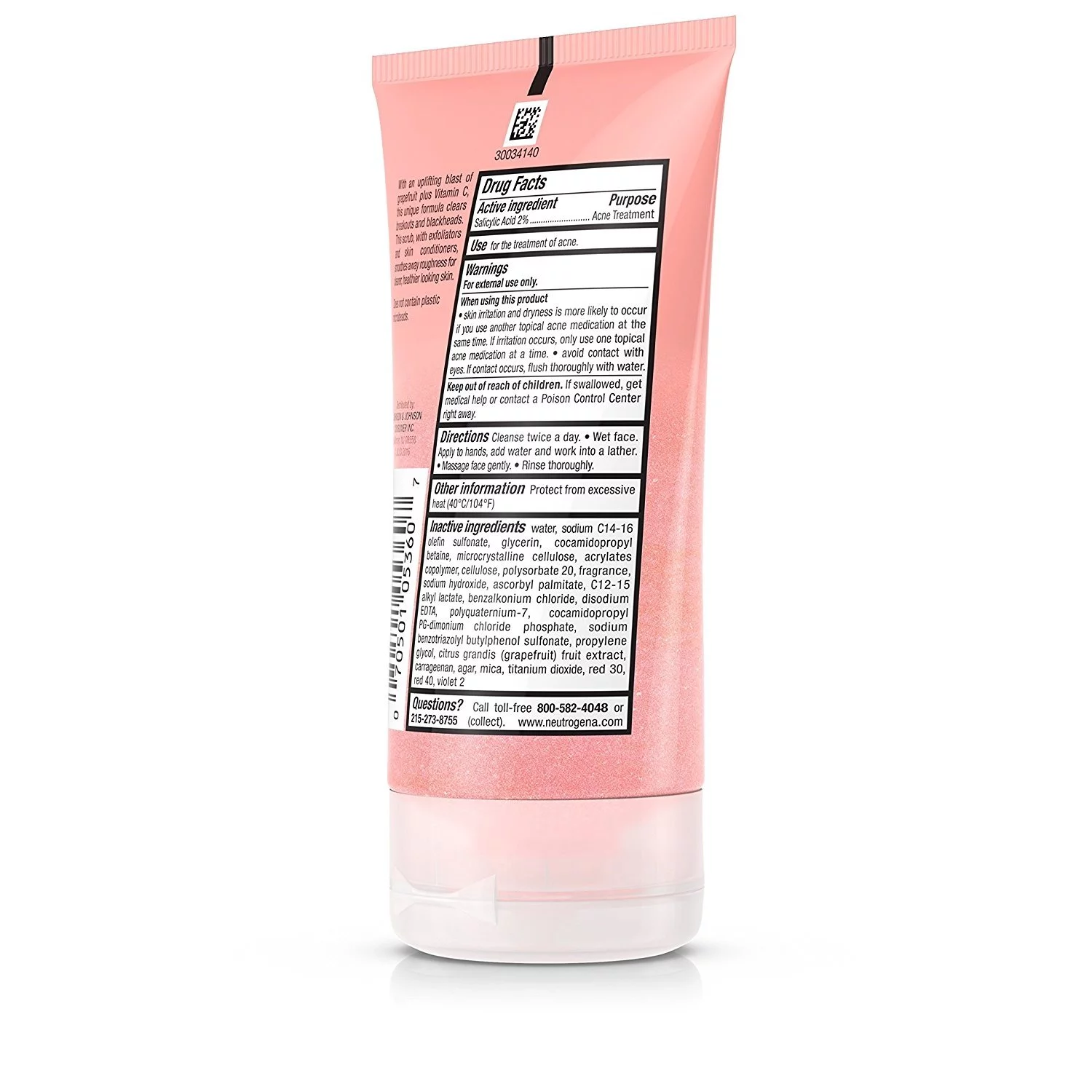 Neutrogena Oil-Free Acne Wash Foaming Scrub, Pink Grapefruit, 2 oz, 3 Pack