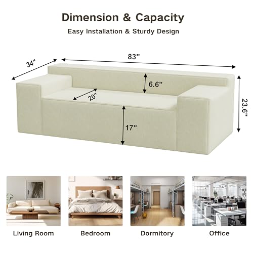 Modern Loveseat, Sofa Couch in a Box, No Assembly Needed, with 2 Pillows, Cat-Scratch Resistant Linen,Small Sofa for for Small Space, Living Room, Bedroom,Grey