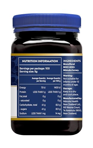 Manuka Health UMF 13+/MGO 400+ Manuka Honey (250g/8.8oz), Superfood, Authentic Raw Honey from New Zealand
