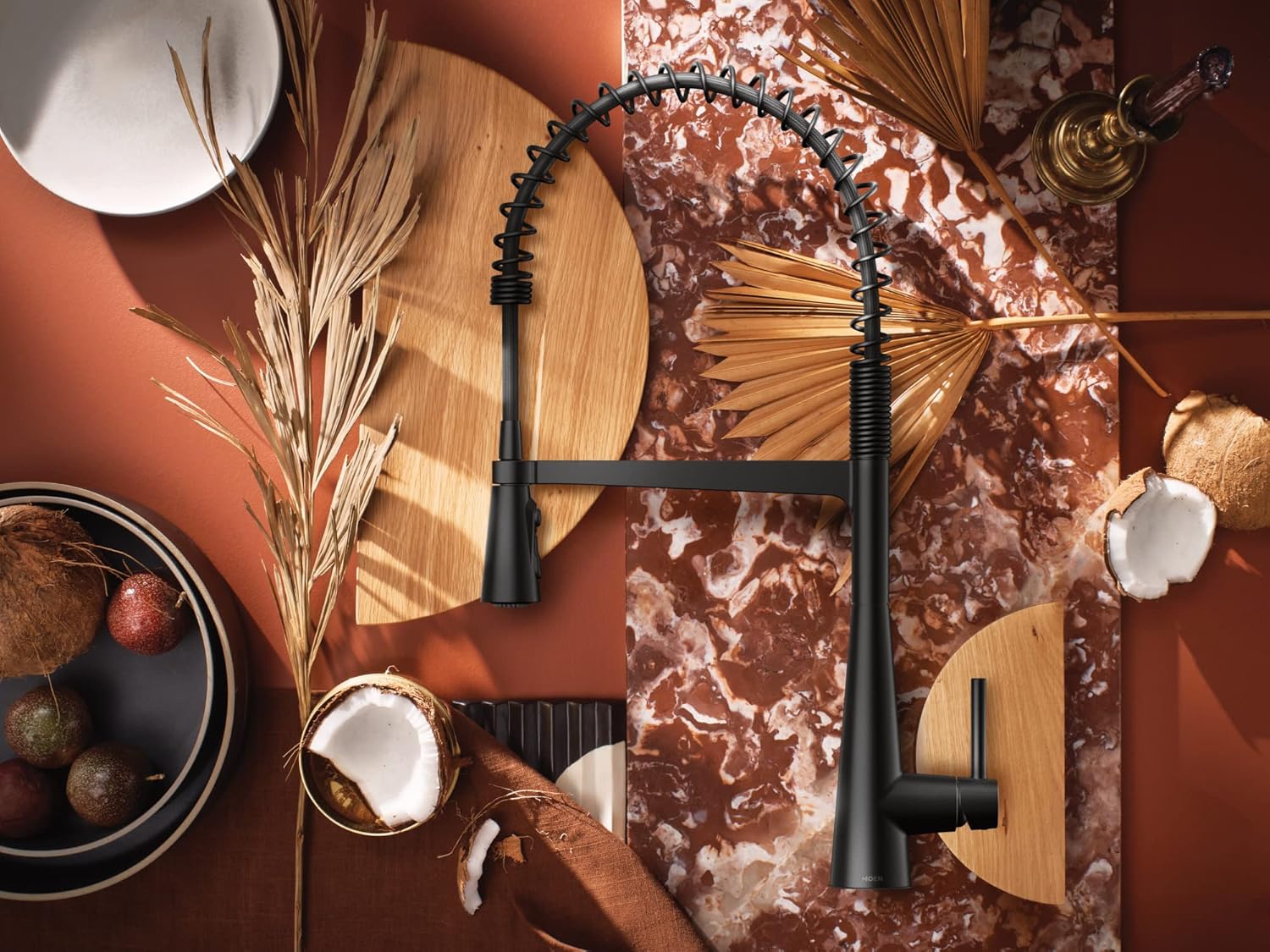 Moen 5925EWBL Sleek Single-Handle High Arc Pulldown Kitchen Faucet, Matte Black