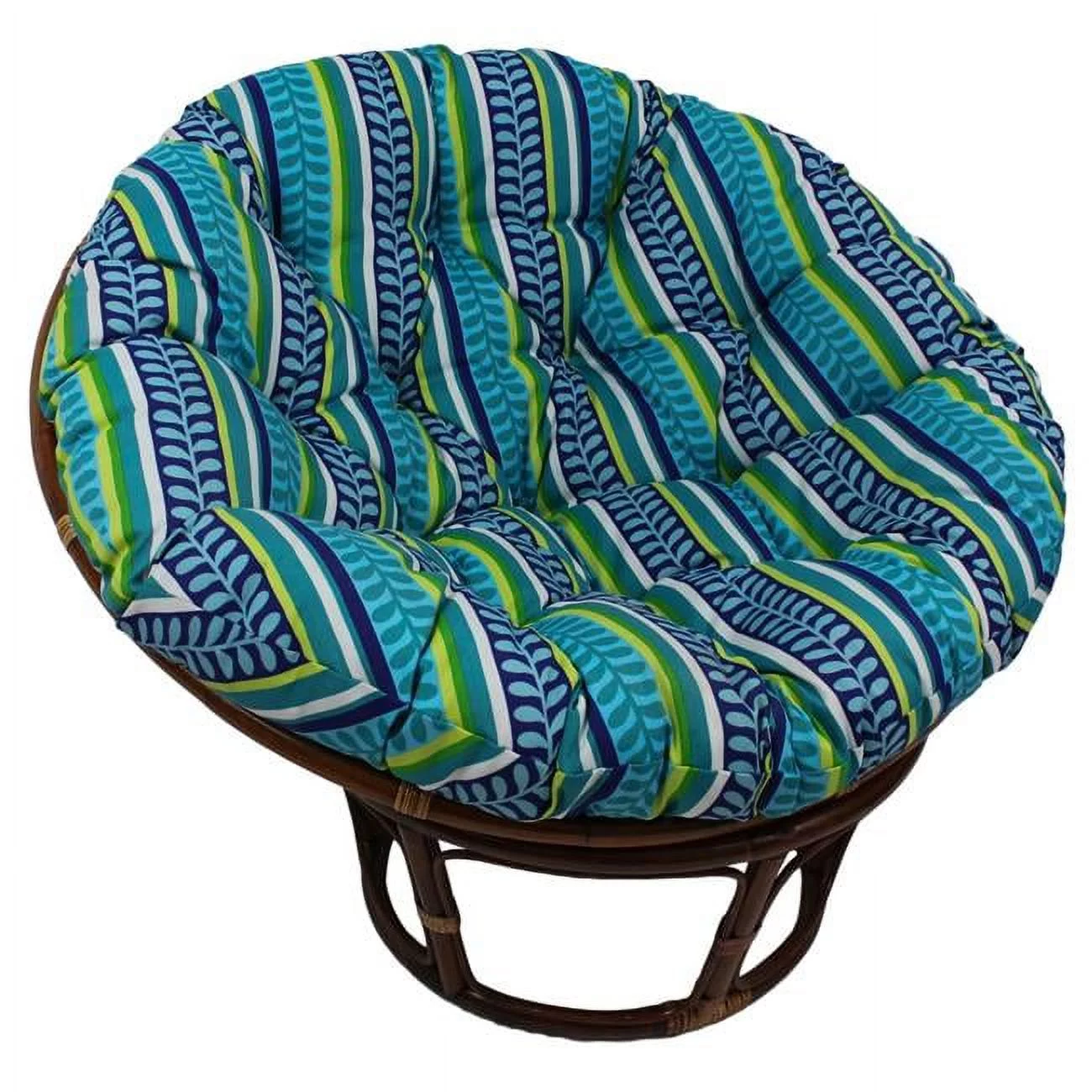 48 in. Patterned Outdoor Spun Polyester Papasan Cushion, Pike Azure