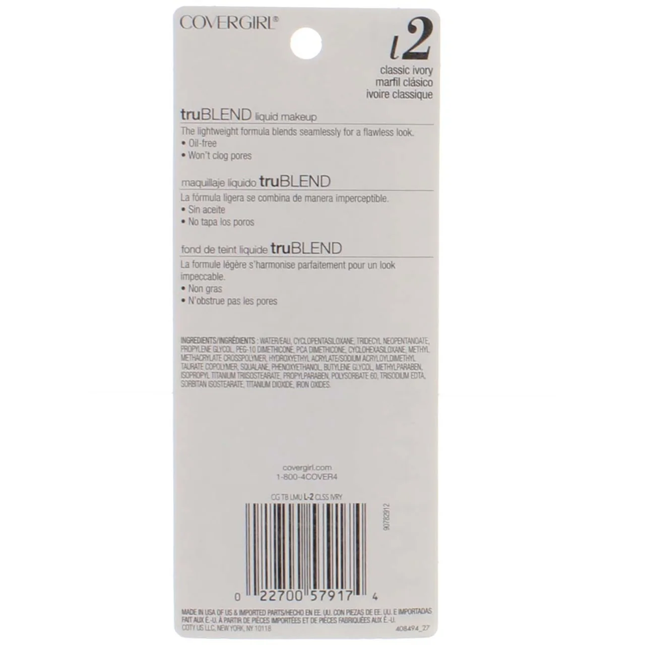 CoverGirl TruBlend Liquid Makeup Classic Ivory 1 oz (Pack of 4)