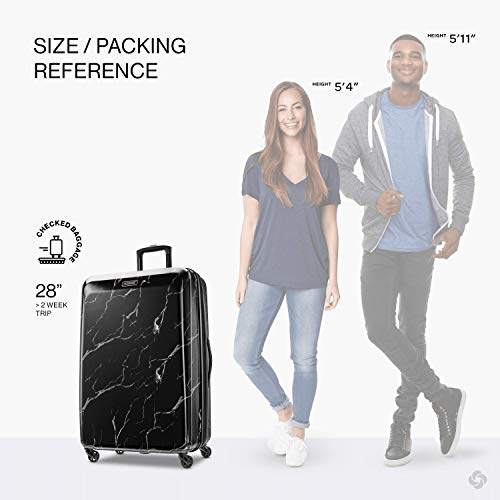 American Tourister Moonlight Hardside Expandable Luggage with Spinner Wheels, Blue Terazzo, 2-Piece Set (20/28)