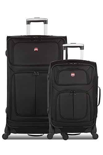 SwissGear Sion Softside Expandable Luggage, Black, Checked-Large 29-Inch
