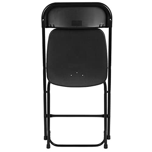 EMMA + OLIVER Set of 10 Plastic Folding Chairs - 650 LB Weight Capacity Lightweight Stackable Folding Chair in Black