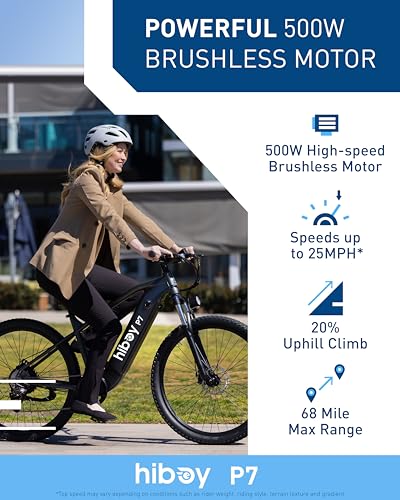 Hiboy P7 Electric Bike for Adults with 800W Peak Motor, 25mph Max Speed, 696 WH Removable Battery Ebike, 27.5