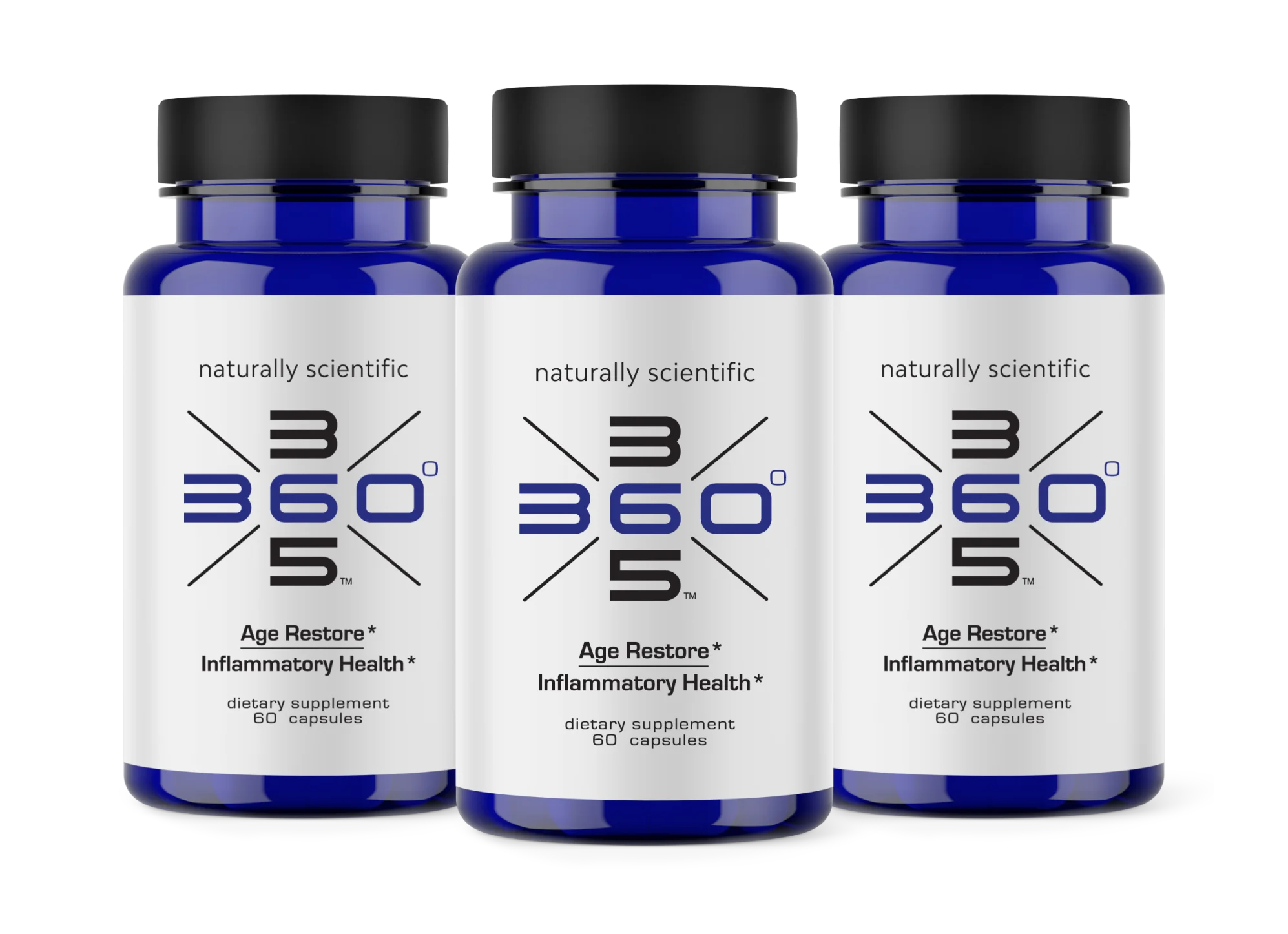 360 365™ Age Restore†, Inflammatory Health†, Plant-Based, Preventative and Therapeutic Benefits†, Scientifically Studied Ingredients, Non-GMO, Vegan, Gluten Free