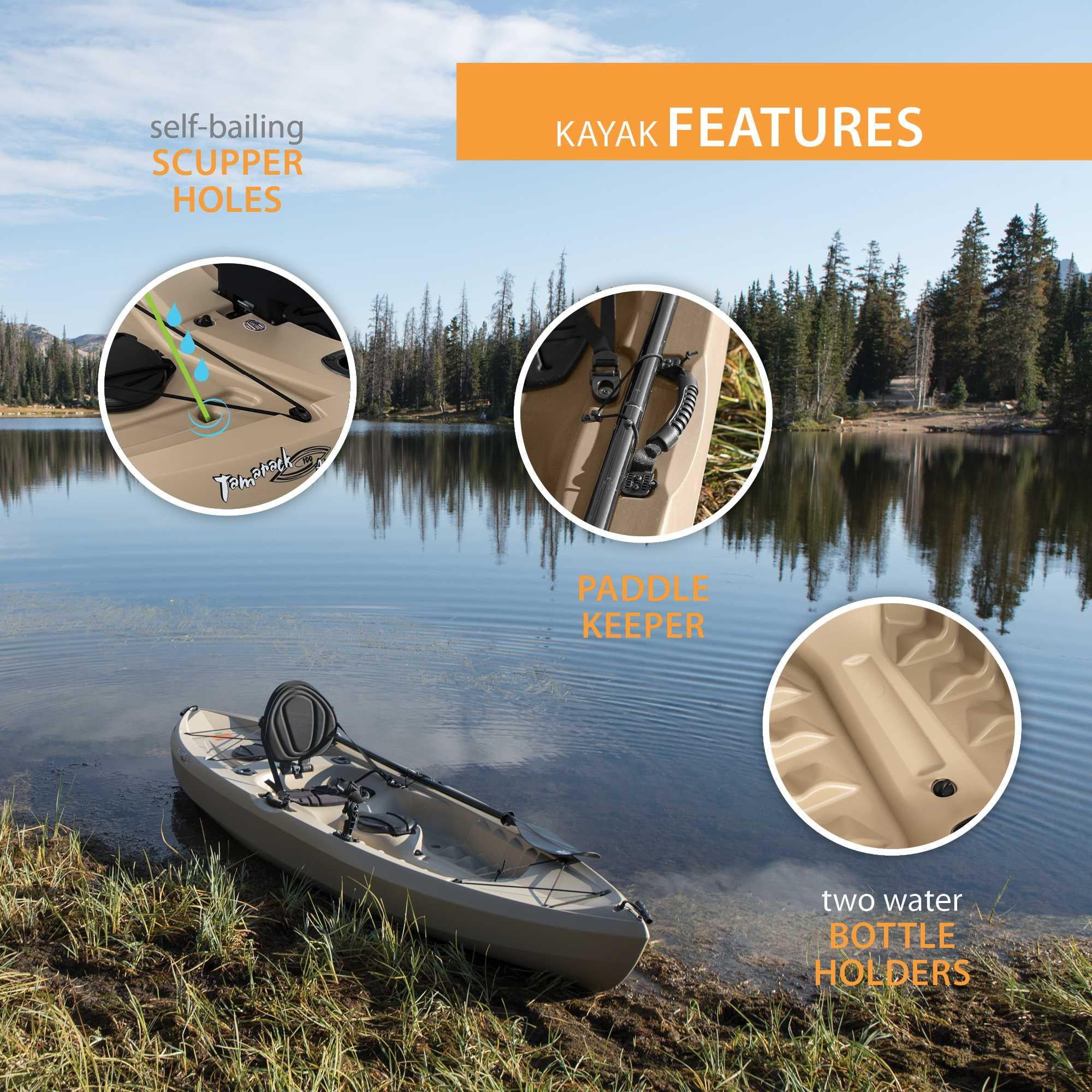 Lifetime Tamarack Angler 100 Fishing Kayak - 2 Pack (Paddles Included), Tan - 90806