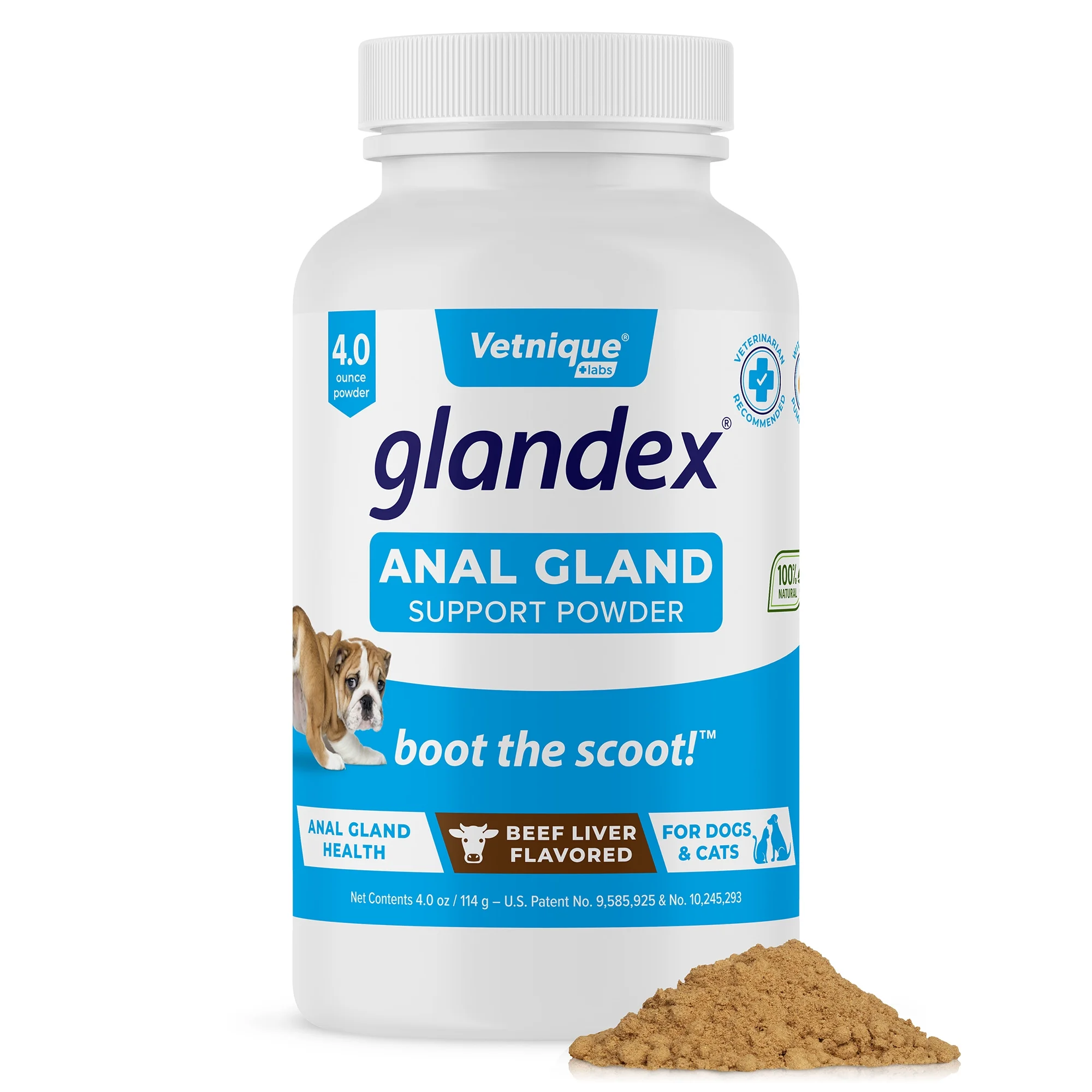 Glandex 4.0 oz Beef Liver Anal Gland Digestive Powder Fiber Supplement for Dogs and Cats