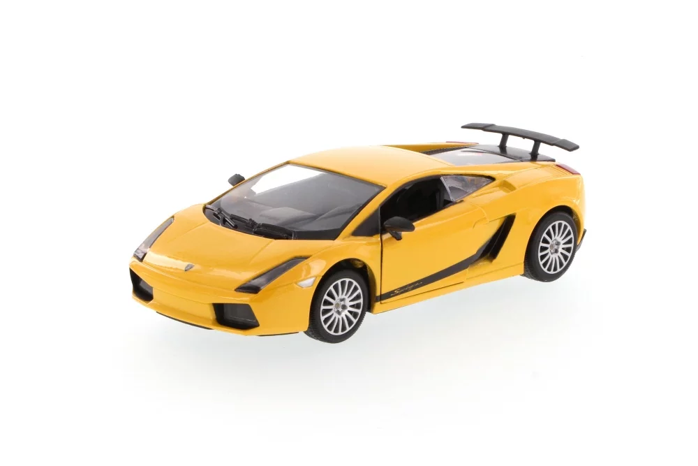 Diecast Car & Display Case Package - Lamborghini Gallardo Superleggera, Yellow - Motormax 73346 - 1/24 scale Diecast Model Toy Car w/Display Case