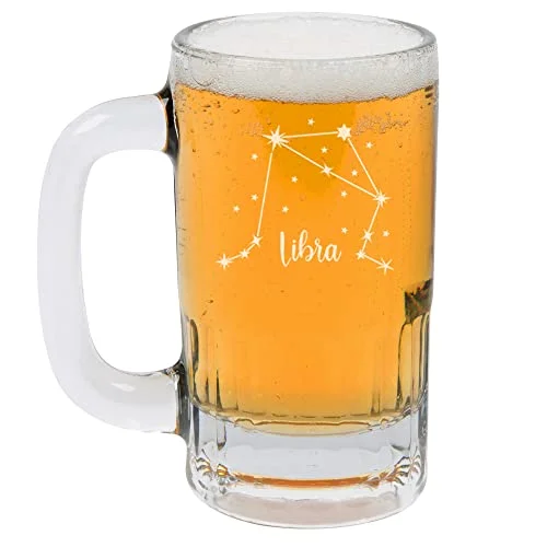 12oz Beer Mug Stein Glass Star Zodiac Horoscope Constellation (Libra)