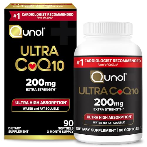 Qunol CoQ10 200mg Softgels, Ultra CoQ10 - Ultra High Absorption Coenzyme Q10 Supplements - Antioxidant Supplement for Vascular and Heart Health & Energy Production - 2 Month Supply - 60 Count