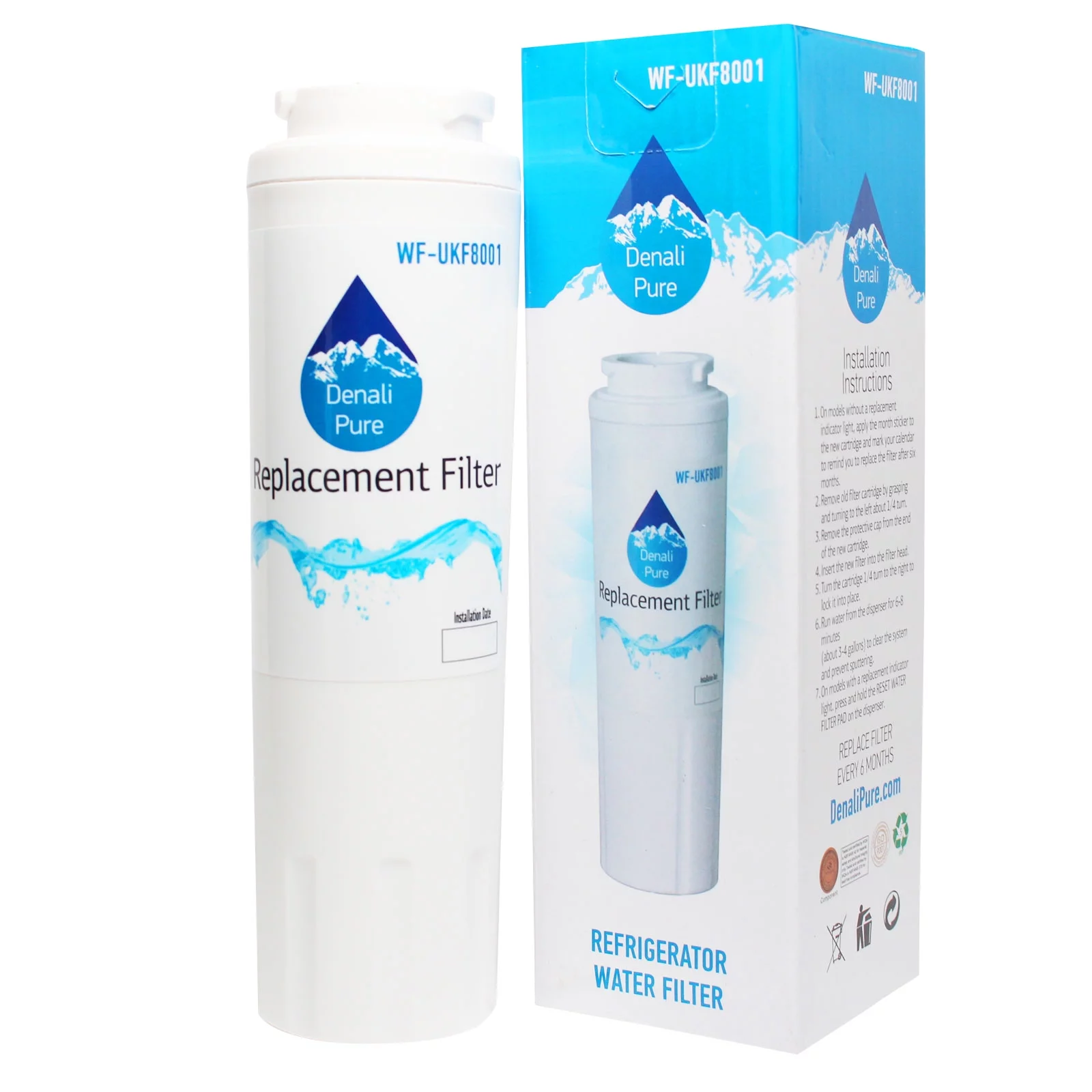 3-Pack Replacement for Amana ARS2661BB Refrigerator Water Filter - Compatible with Amana UKF8001AXX Fridge Water Filter Cartridge - Denali Pure Brand