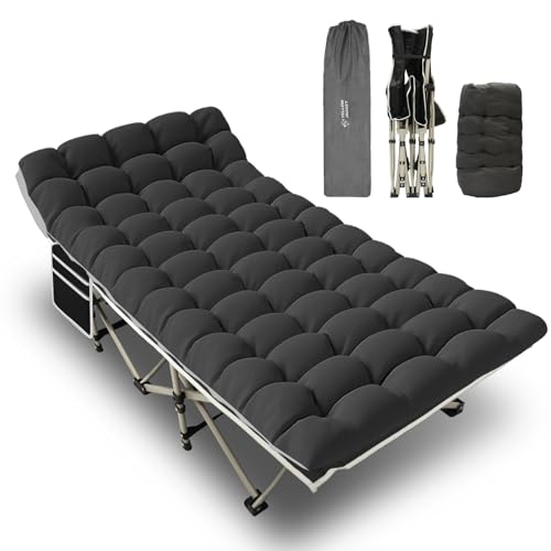YELLOW JACKET Camping Cot with Mattress for Adults, Folding Sleeping Cot 600lbs Max Load, Portable Camping Cot with Carry Bag, 28