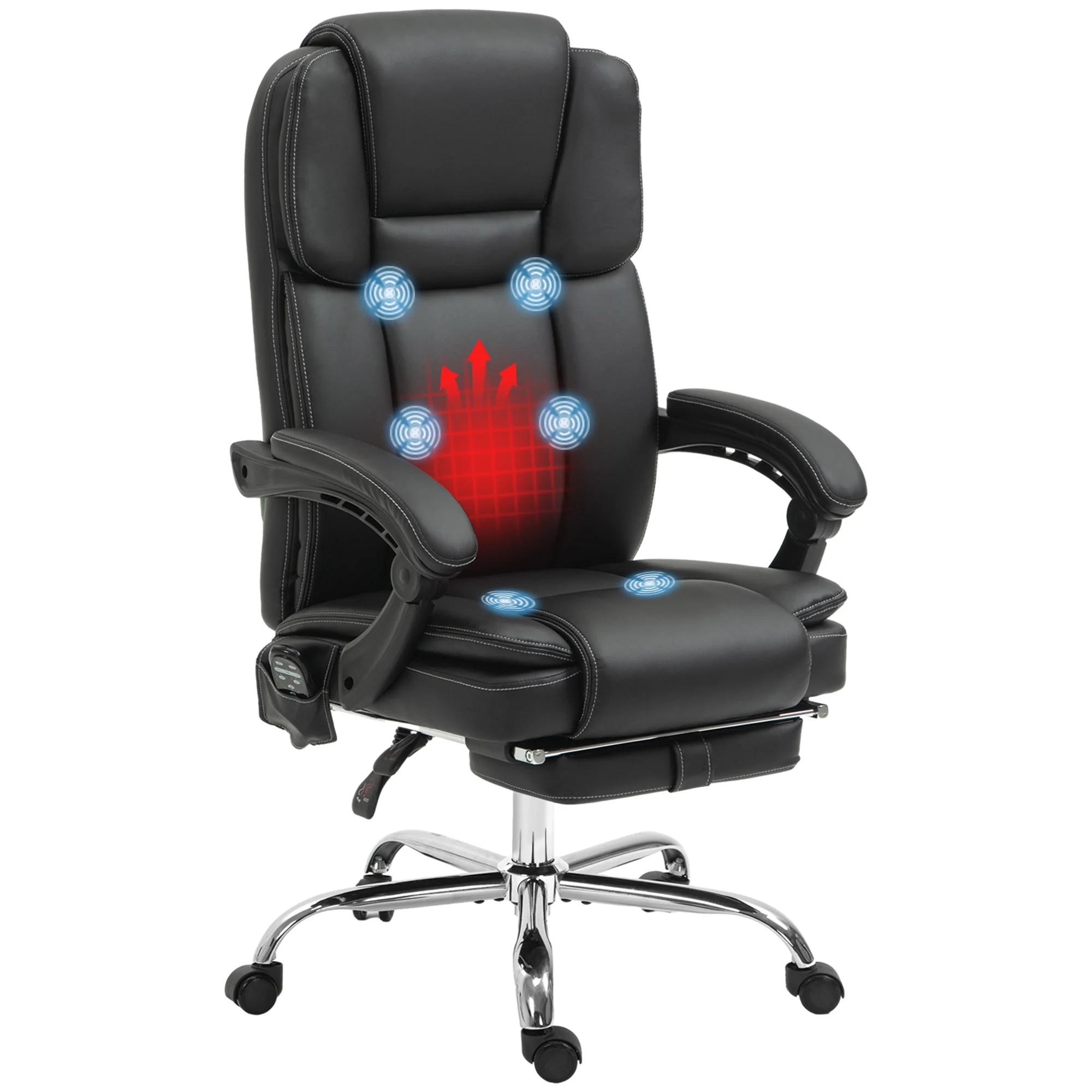Vinsetto Vibration Massage Office Chair with Heat, PU Leather, Black