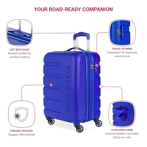 SwissGear 7366 Hardside Expandable Luggage with Spinner Wheels, White, Carry-On 19-Inch