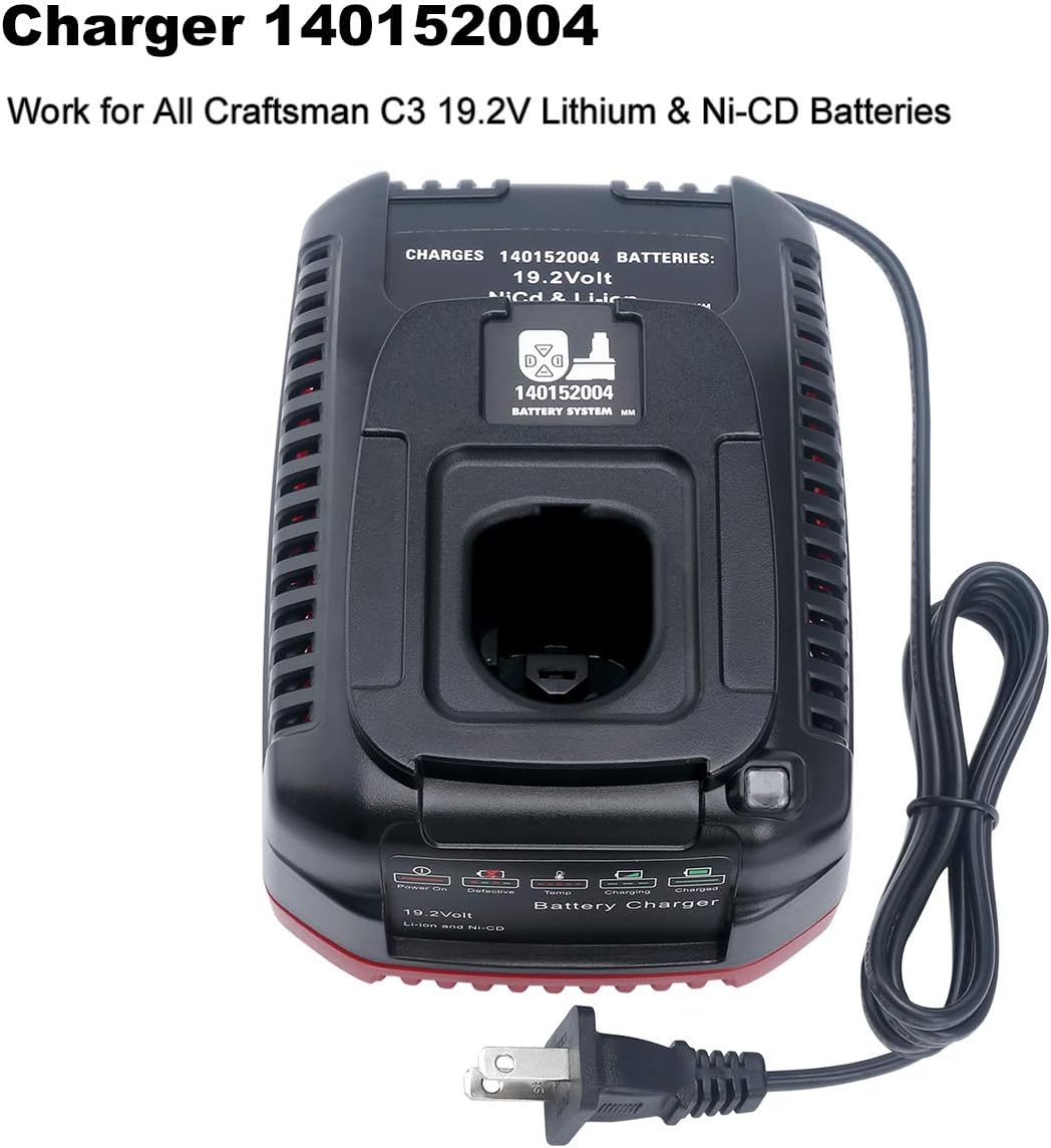 19.2V C3 Charger Replacement for Craftsman 19.2 Volt Lithium-ion & Ni-cad Battery Charger 140152004 DieHard XCP Battery 1425301 1323903 130279005 11375 11376 315.PP2011