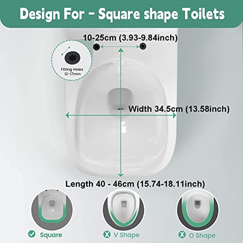 Soft Close Toilet Seat, Toilet seat, Square with Easy Quick Release Top Fix Adjustable Hinges, Square Toilet Lid Slow Close, White,03A
