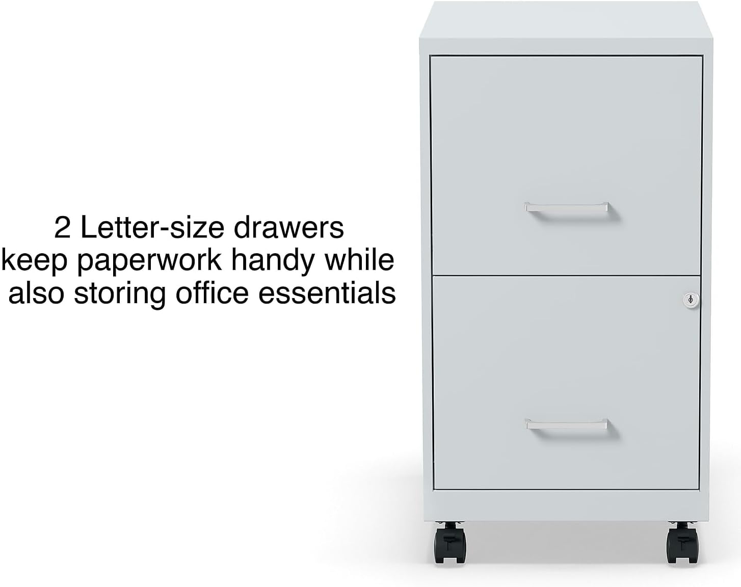 Staples 2-Drawer Light Duty Vertical File Cabinet, Locking, Letter, Gray, 18-inch (24363)