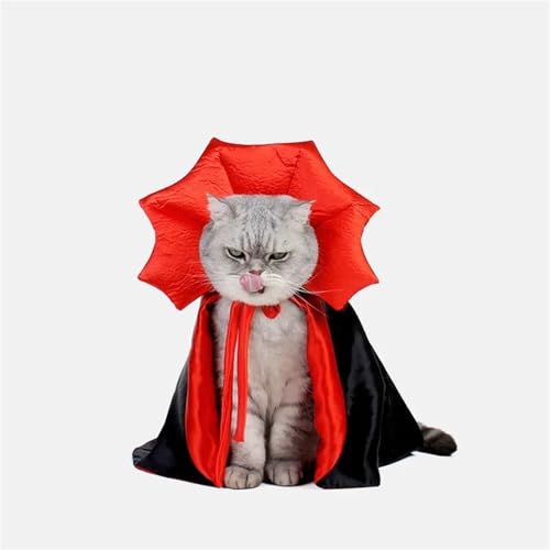 5-Piece Red Black Halloween Vampire Devil Cape Cloak Pet Cat Adjustable Cosplay Set