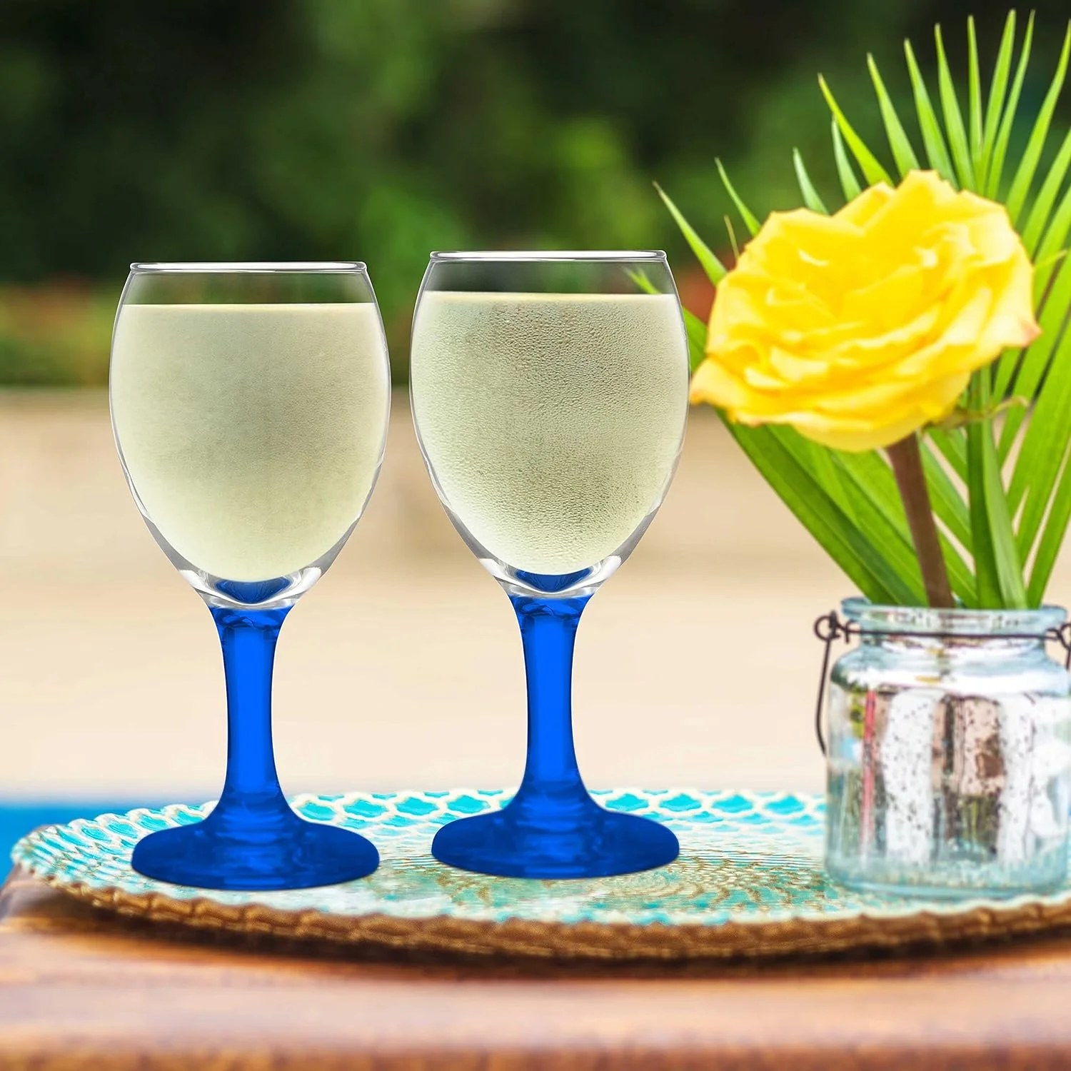 10 Aragon Wine Glasses Set, 8.5 Oz. - High Standard, Made - Blue