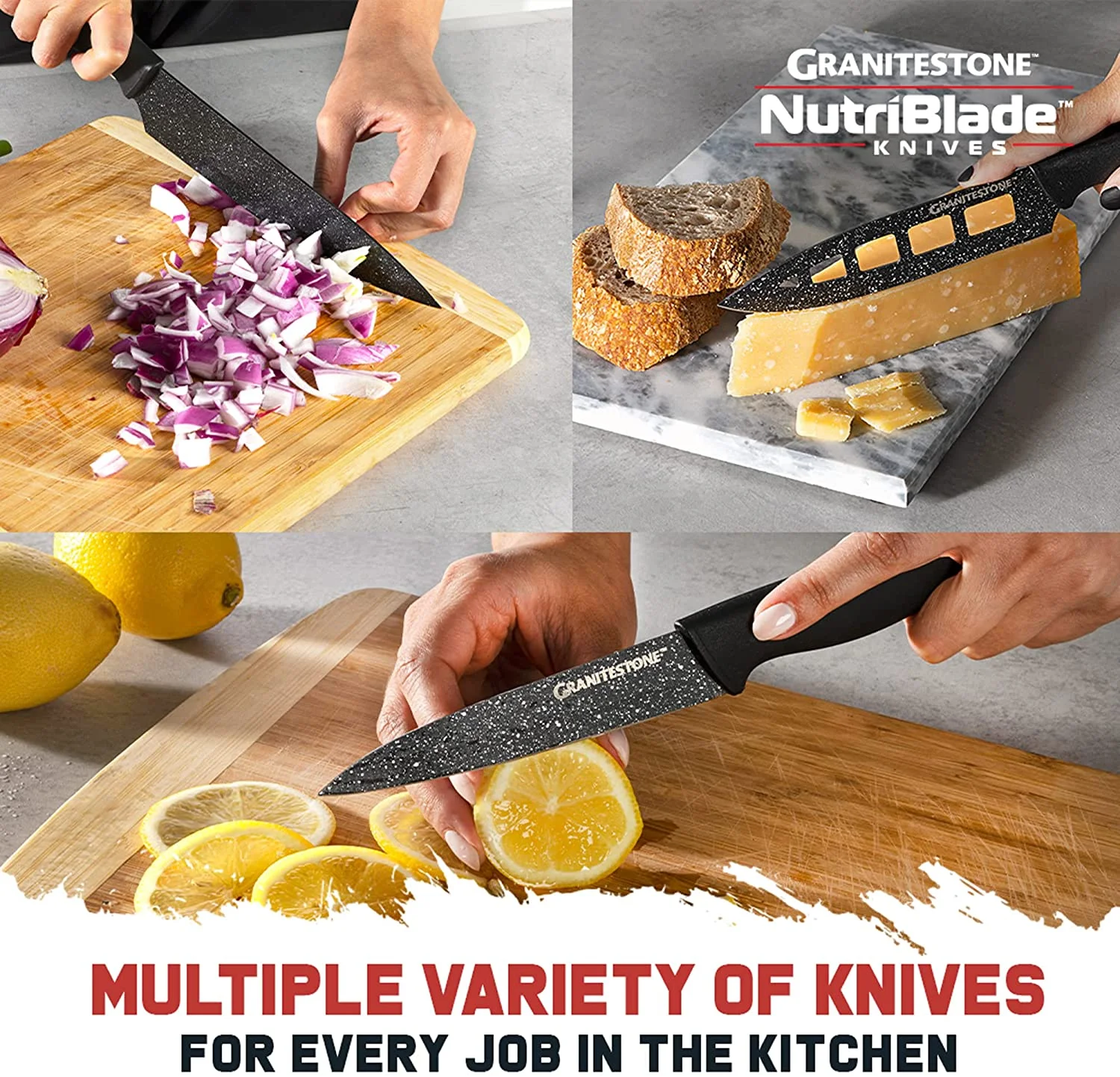 Granitestone Nutriblade Knife Set 6 Piece Knives Set, Dishwasher Safe