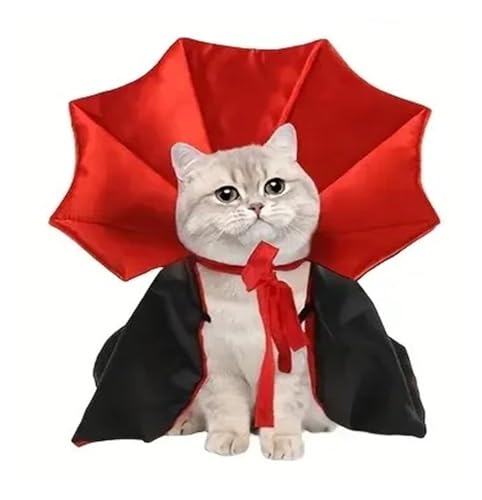 Pet Vampire Cape Cloak 6-Piece Halloween Pet Vampire Cloak Adjustable Red Black Cape Horror Style Dress Gift for Cats Dogs All Season