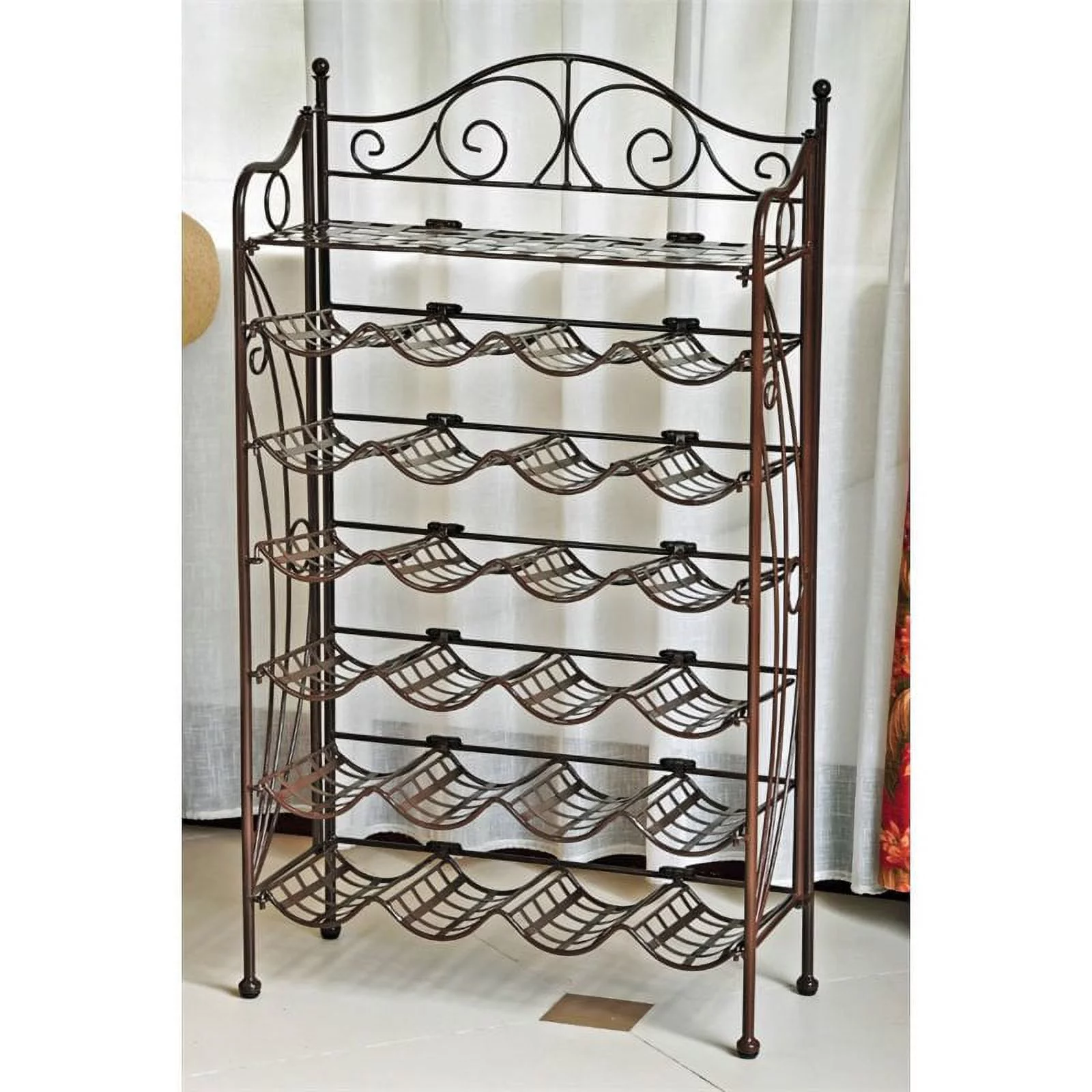 International Caravan Iron 24-Bottle Wine Rack-Color:Bronze