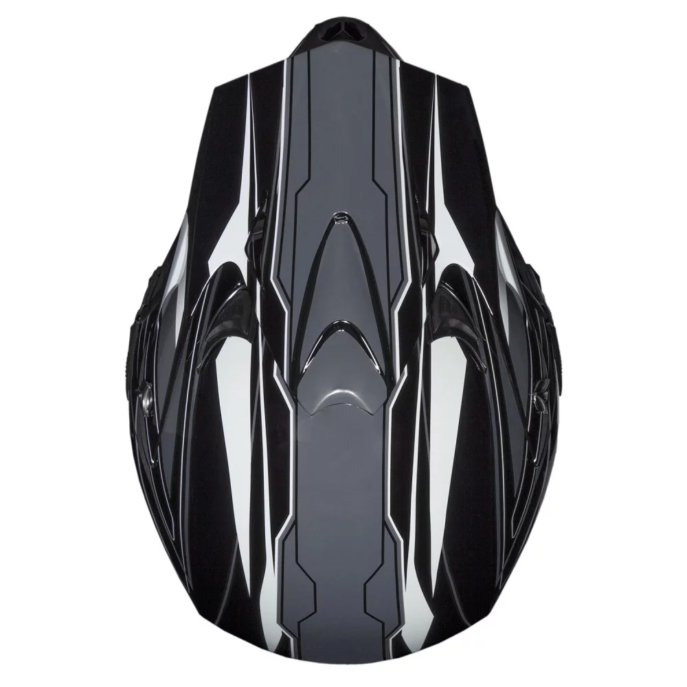 Raider Motocross RX1 Open Face Helmet DOT Approved - Black/Silver - M