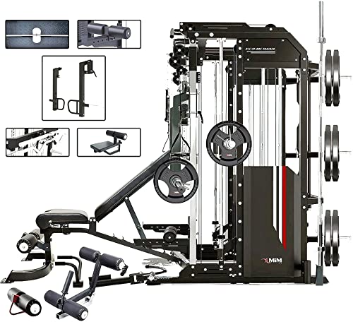 MiM USA Hercules EX Commercial All in One Gym Machine w/400 lb Weight Stack Jammer Arms Adj Bench Leg Press Leg Extension Arm Curl LAT Seat Complete Attachment
