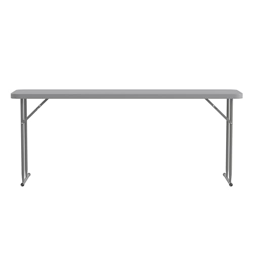 Flash Furniture Kathryn 6' Plastic Folding Training and Event Table, Rectangular Folding Training Table with 220-lb. Static Weight Capacity, White