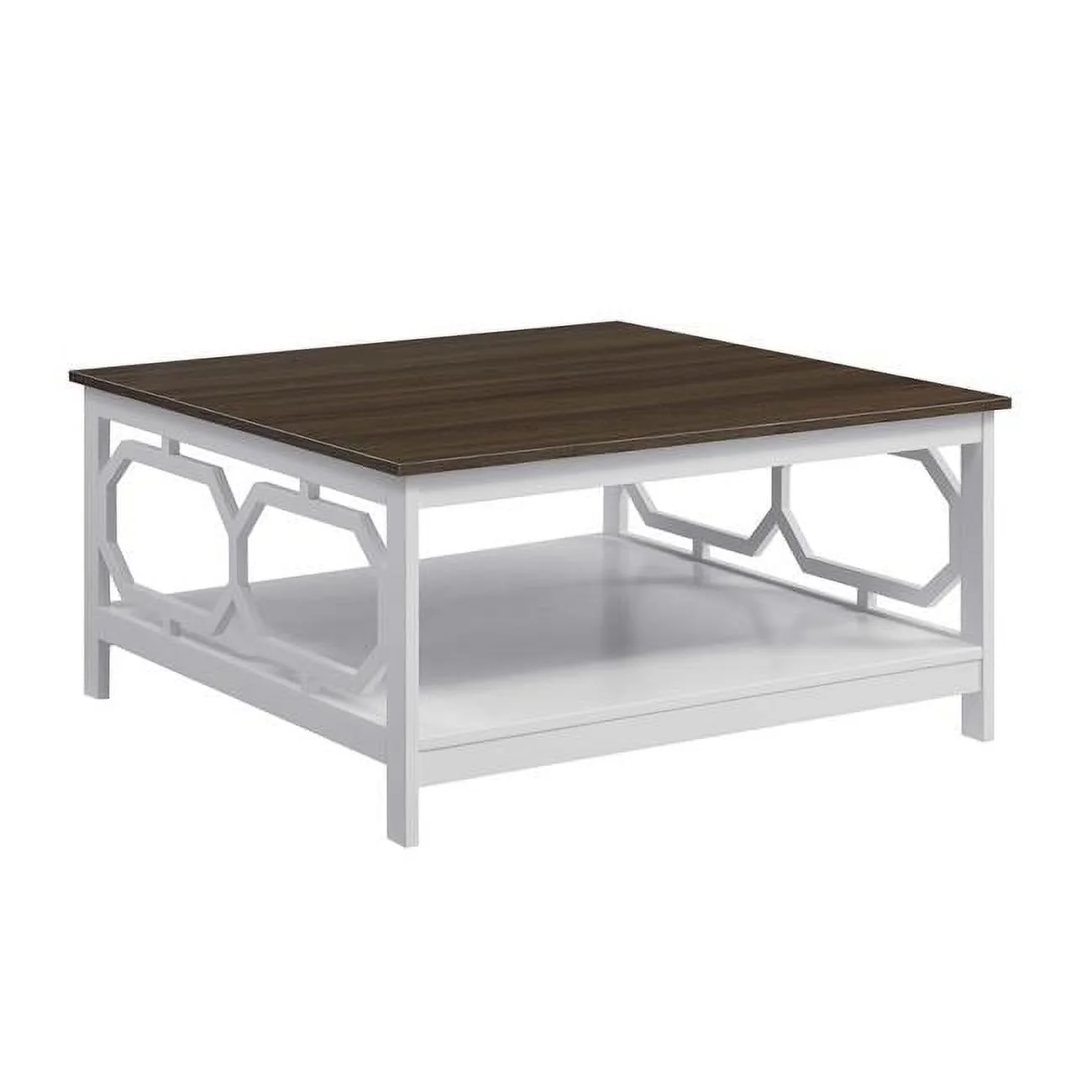 Omega Square 36 in. Coffee Table, Driftwood Top & White Frame - 35.5 x 35.5 x 17.75 in.