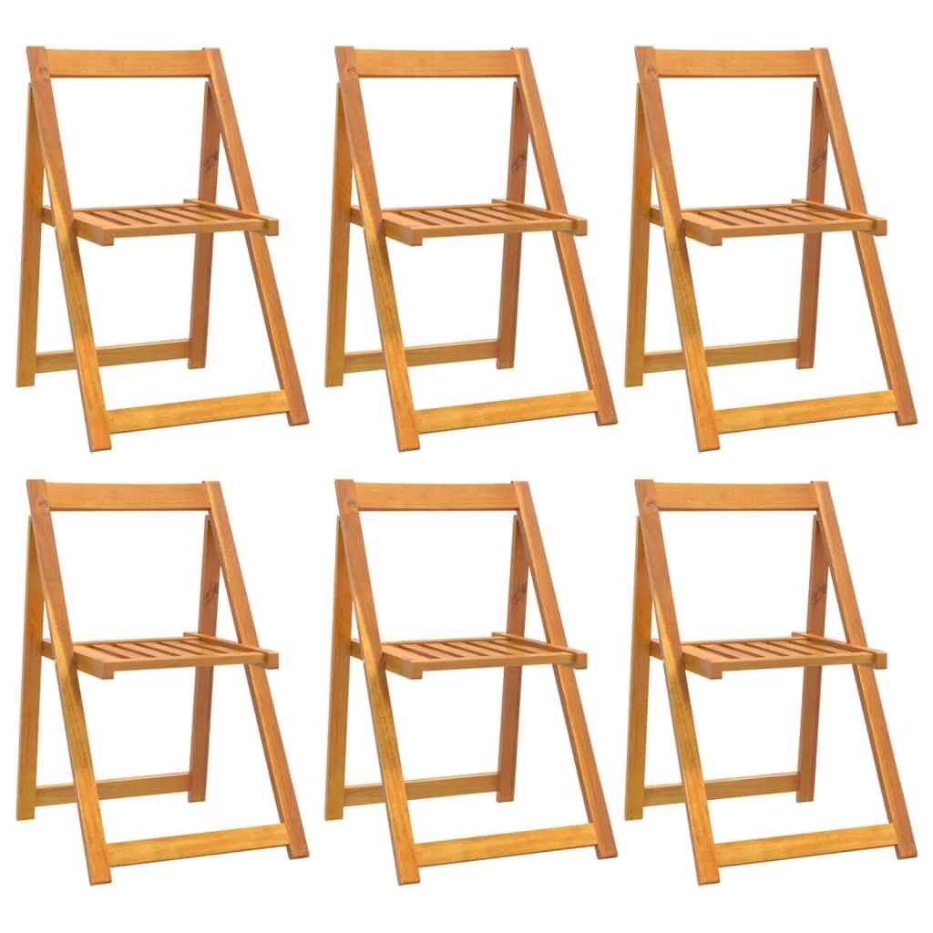 Walmeck Folding Garden Chairs 6 pcs Solid Wood Acacia
