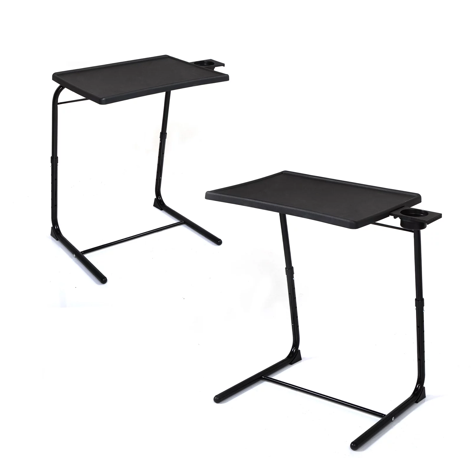 Dcenta Set of 2 Portable Computer Table Office Desk Height & Angle Adjusting Furniture, Black