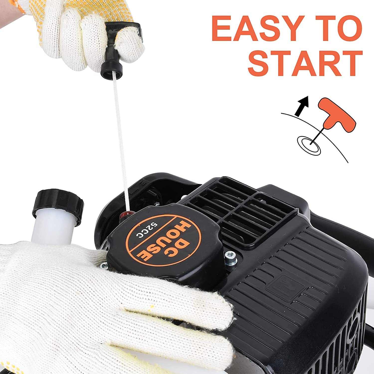 DC HOUSE 52cc 2.4HP Gas Powered Post Hole Digger with Two Earth Auger Drill Bit 6