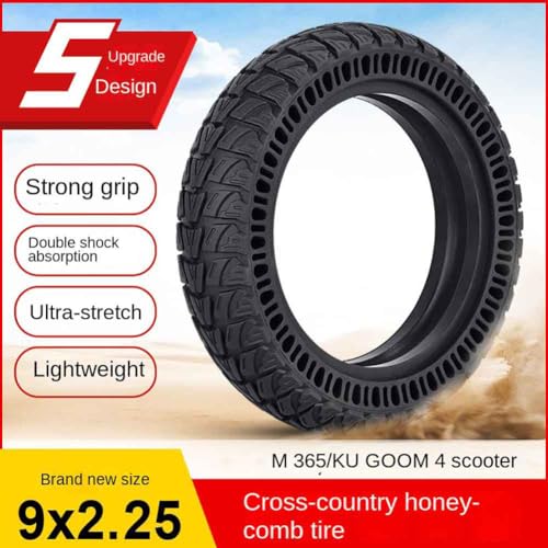 9 Inch Solid Tire, 9x2.25 Scooter Wheels for All 9.0 inch Electric Scooter, No Inflation Required Explosion Proof Solid Tire, Tubeless Honeycomb Tyre Parts Compatible For M365/M365 Pro