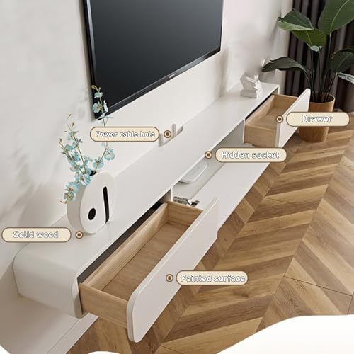 Wall TV Stand Cabinet, Modern Floating TV Stand Unit with Door, Wall Mounted Storage Cabinet, Living Room Entertainment Media Console(White,120CM)