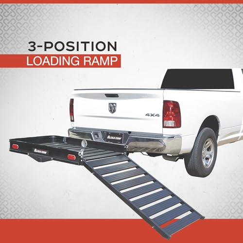 Ultra-Tow Aluminum Hitch Cargo Carrier with Ramp - 500-Lb. Capacity, Black, 60in. x 30in. x 4in.