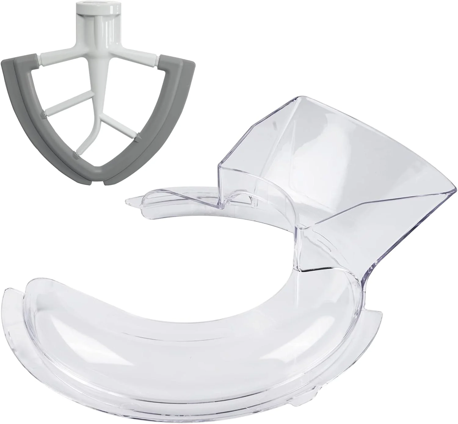 Pouring Shield for KitchenAid 4.5 and 5 Quart Tilt-Head Stand Mixers Stainless Steel Bowls ONLY, Secure Fit Splatter Guard, and Flex Edge Beater for KitchenAid 4.5-5Qt Tilt-Head Stand Mixers