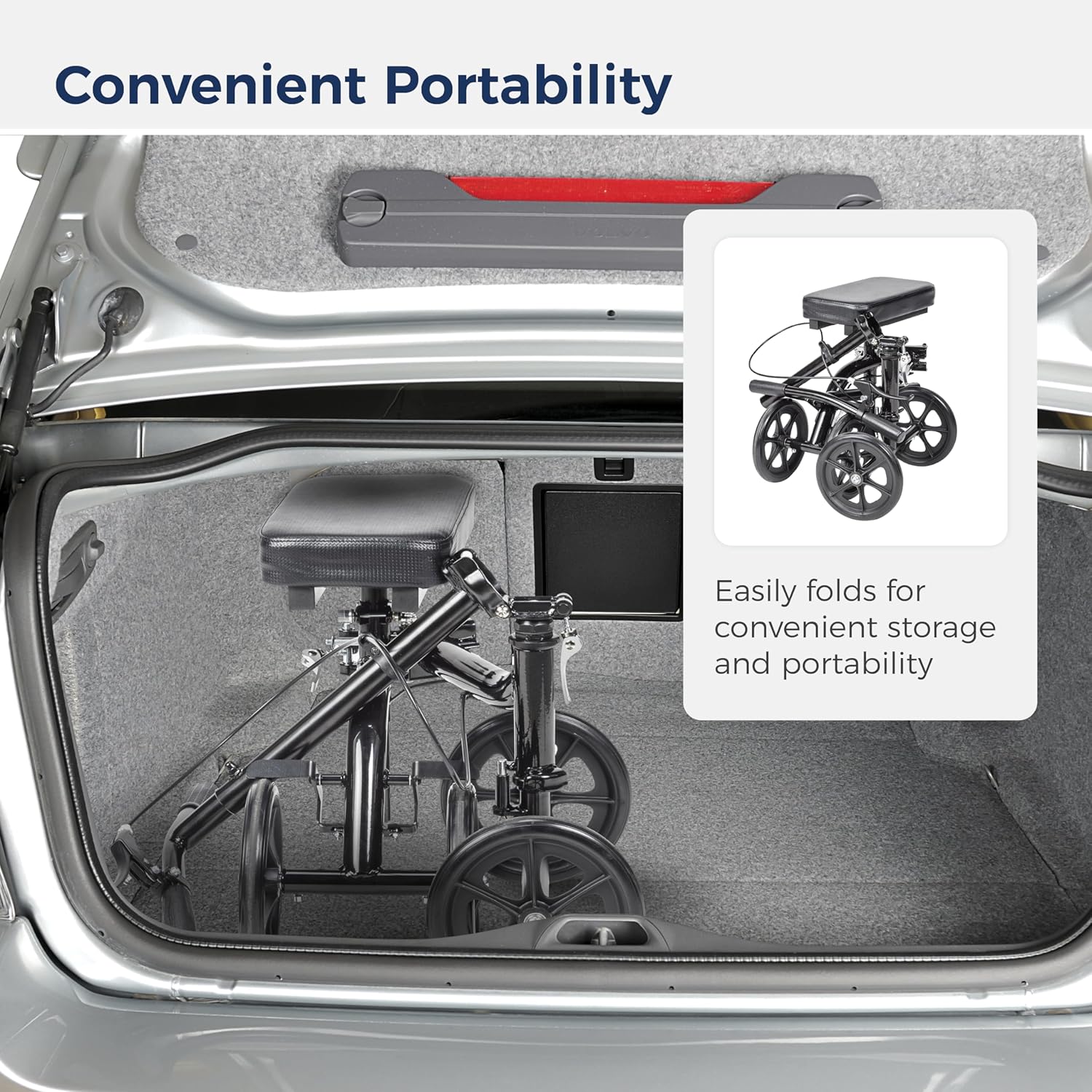 Drive Medical Steerable Folding Knee Scooter & Leg Scooter, Black