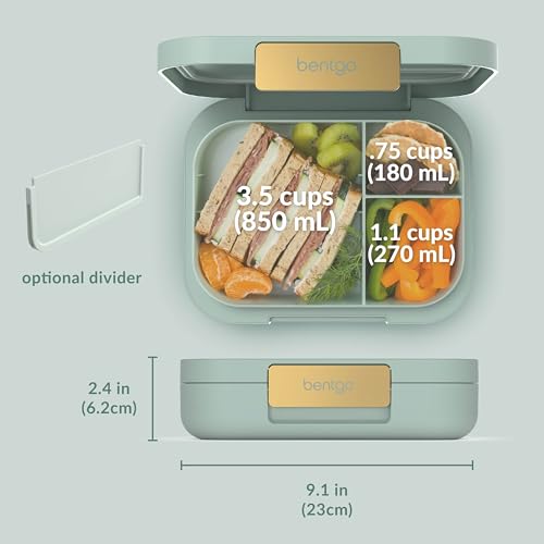 Bentgo Modern - Adult & Teen Bento Lunch Box; 3-4 Compartments, Leak-Resistant, 5.5 Cup Capacity/44 fl oz, Improved Locking Clips, Reusable, BPA-Free, Dishwasher/Microwave Safe Tray (Dark Gray)
