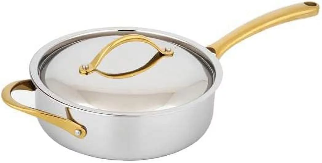 NutriChef 3.4-quart Sauté Pan W/ Lid Cookware W/ Interior Coated Prestige Ceramic Non-Stick Coating