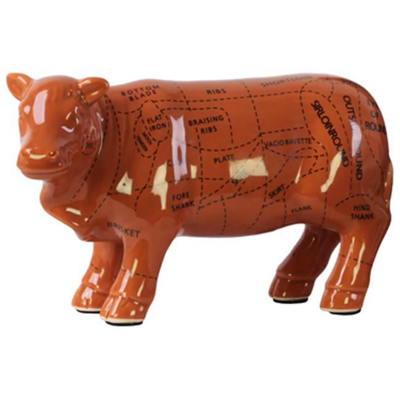Urban Trends Collection 43046 4 x 6.75 x 12 in. Ceramic Beef Cut Chart Figurine - Gloss Finish Brown