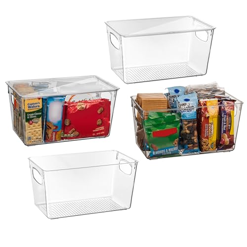 ClearSpace Plastic Storage Bins With lids, 4 Pack – Perfect Pantry Organization and Storage – Fridge Organizer, Pantry Storage Containers and Storage Bins, Cabinet Organizers